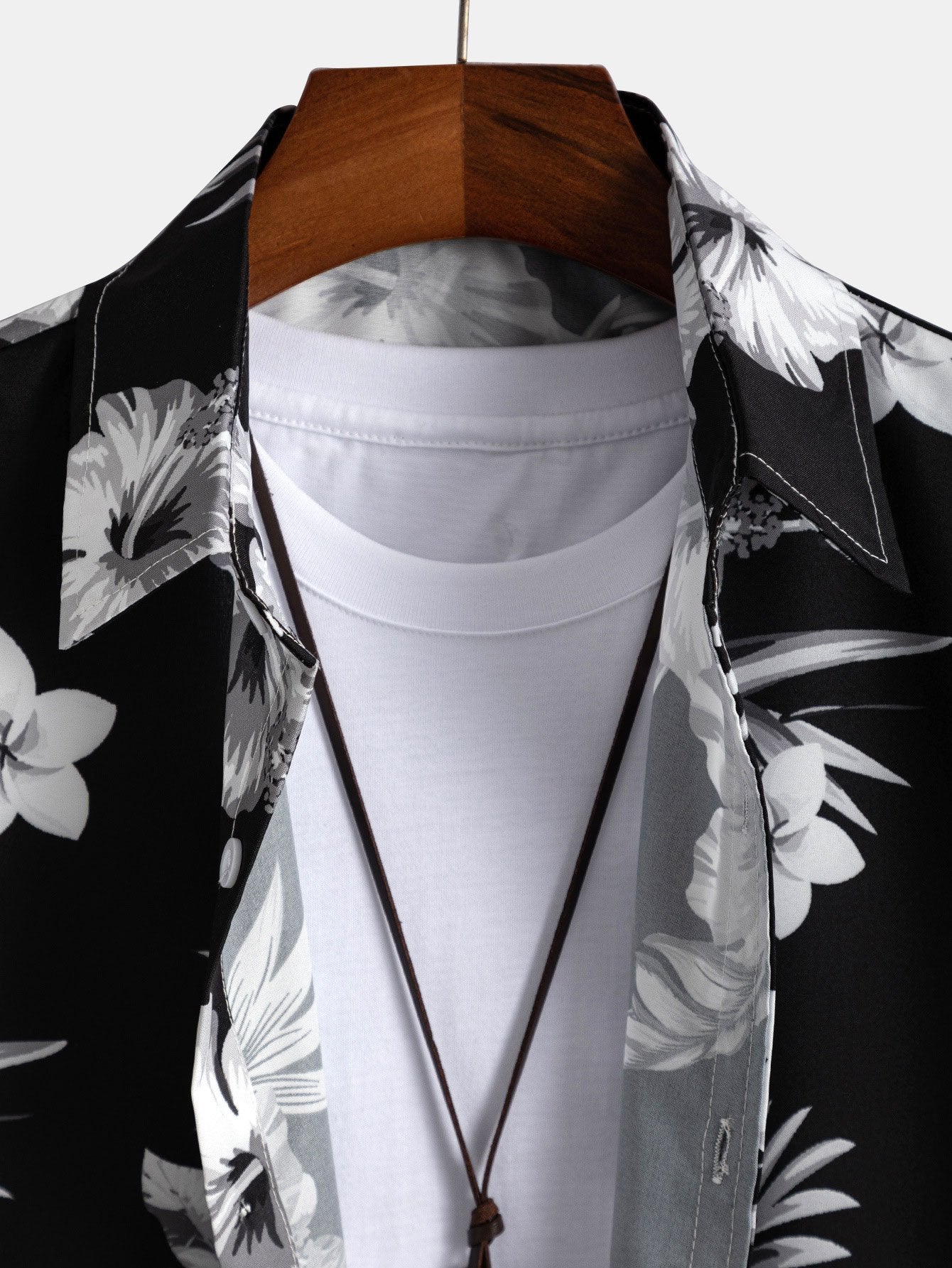 Tropical Floral Button-Up Shirt with Matching Swim Shorts