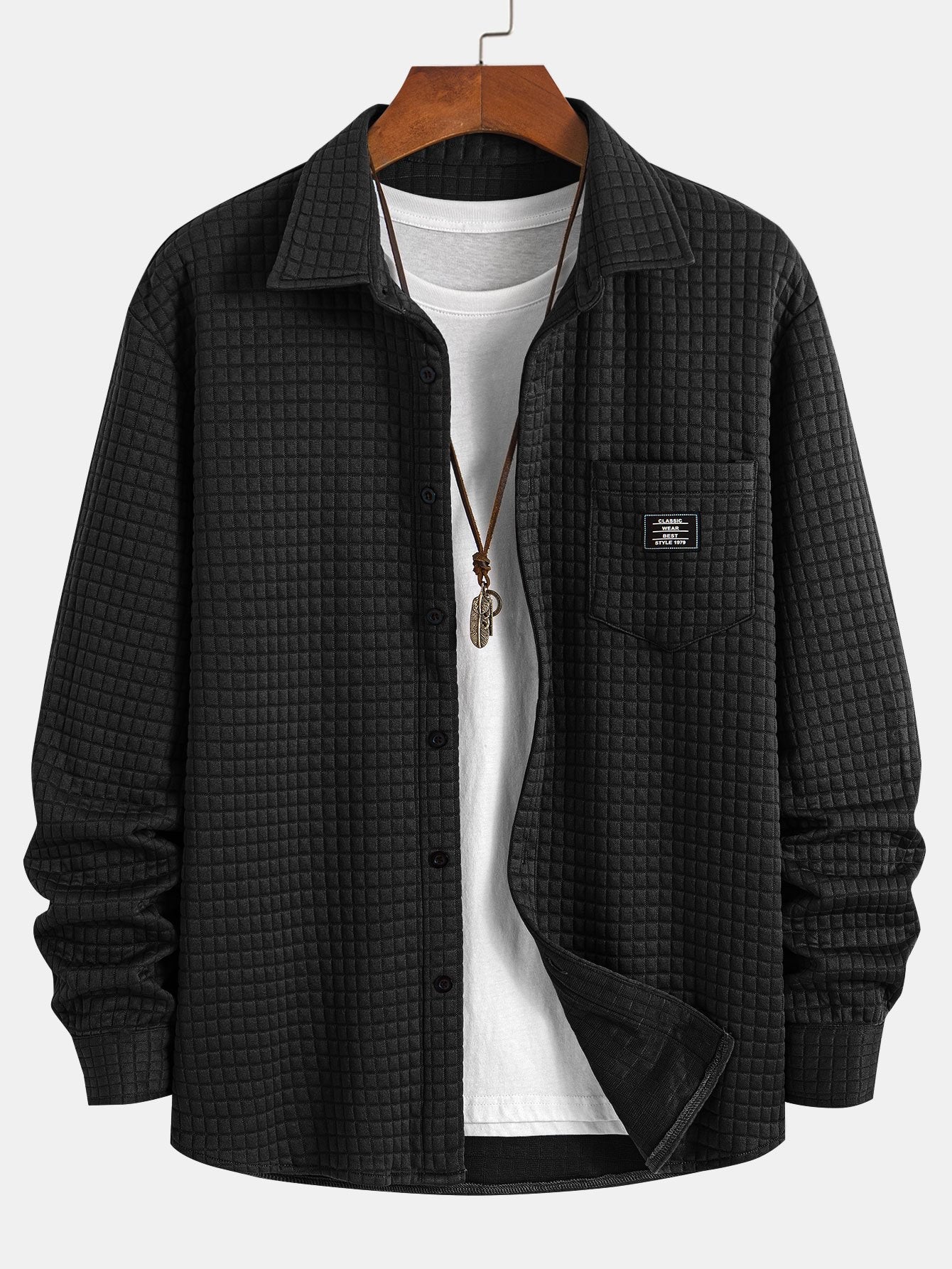 Waffle Knit Button-Up Shirt