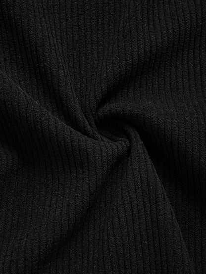 Relaxed Fit Ethnic Geometric Corduroy Patchwork Shirt - Unique Random Pattern Design