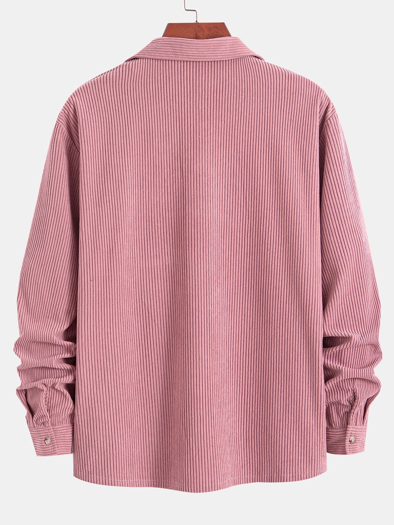 Corduroy Cuban Collar Shirt with Long Sleeves