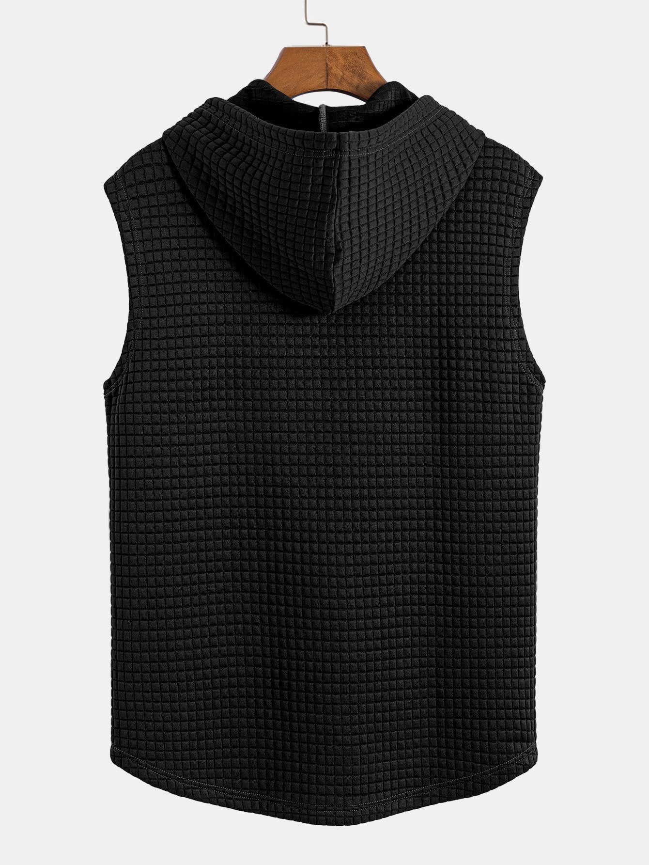 sleeveless Waffle Knit Hooded Vest
