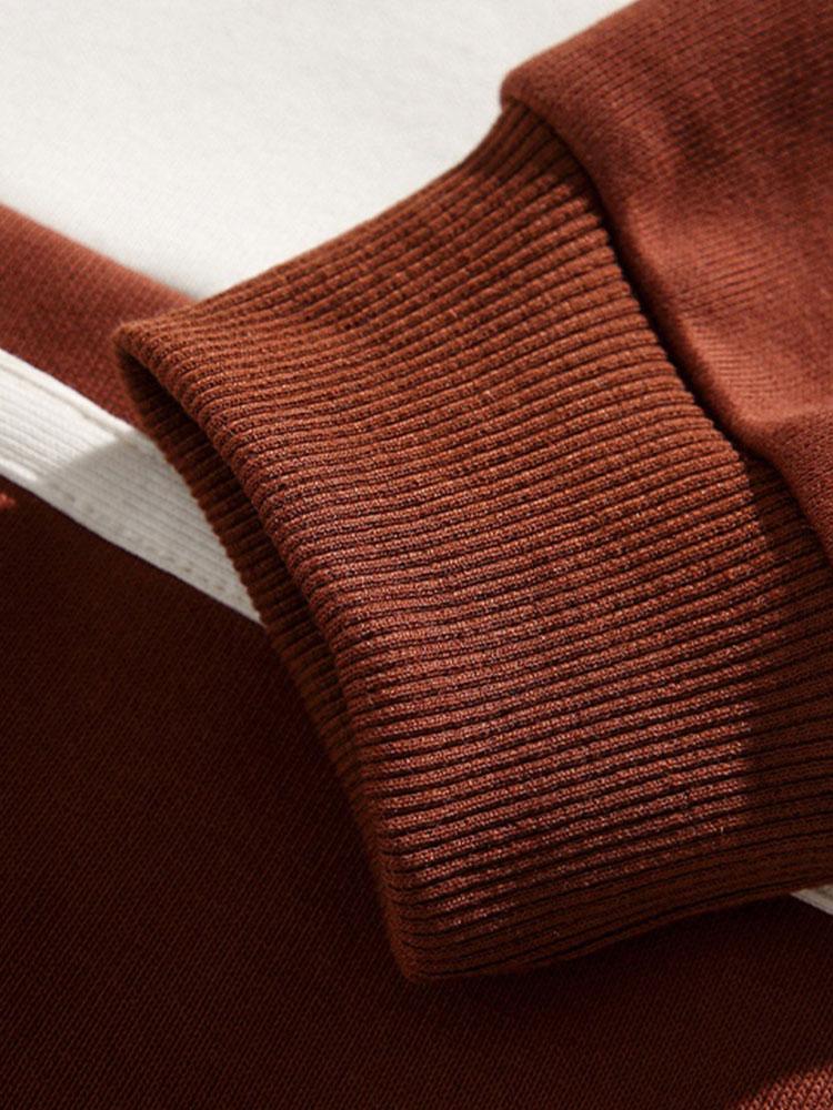 Color Block Patchwork Polo Sweatshirt with Relaxed Fit