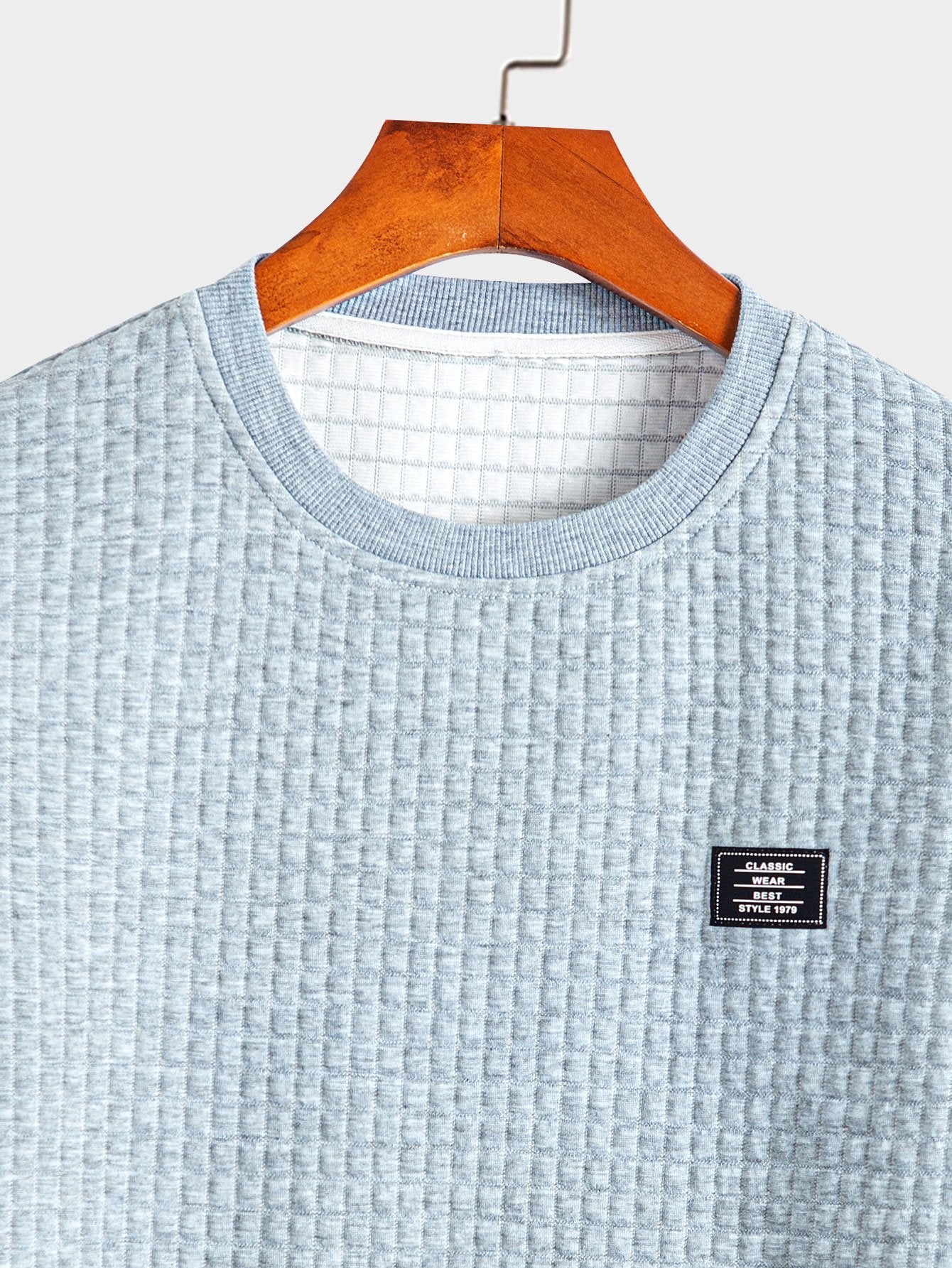 Waffle Knit Short Sleeve T-Shirt with Arc Hem & Matching Shorts