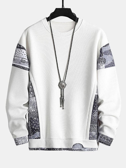 Paisley Patterned Waffle Knit Sweatshirt