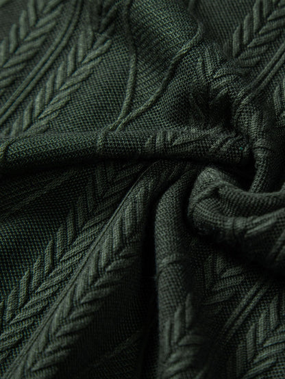 Jacquard Cuban Shirt with Knitted Geometric Rhombus Design