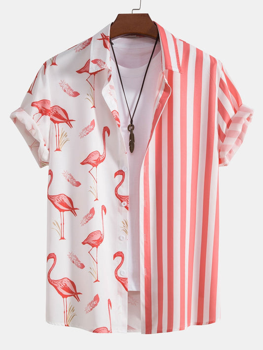Striped Flamingo Panel Shirt