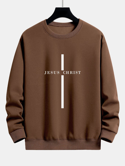 Relaxed Fit Sweatshirt with Jesus Christ Stripe Design