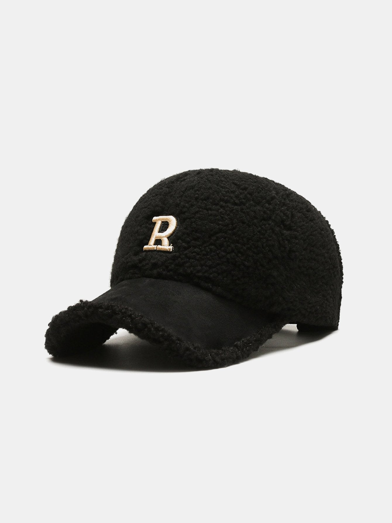 Cozy Plush Winter Baseball Cap with Letter Design