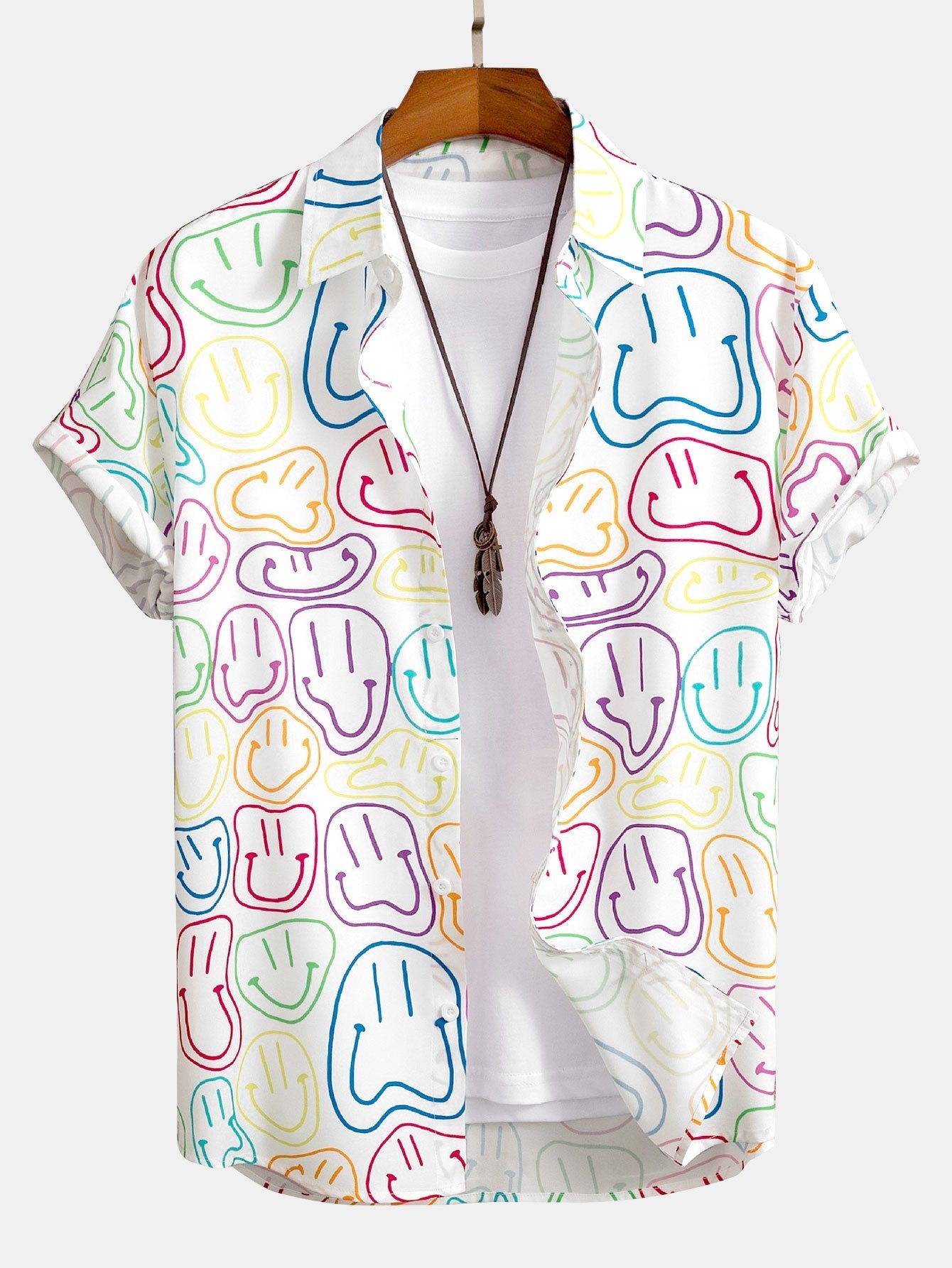 Vibrant Smiley Face Button-Up Shirt