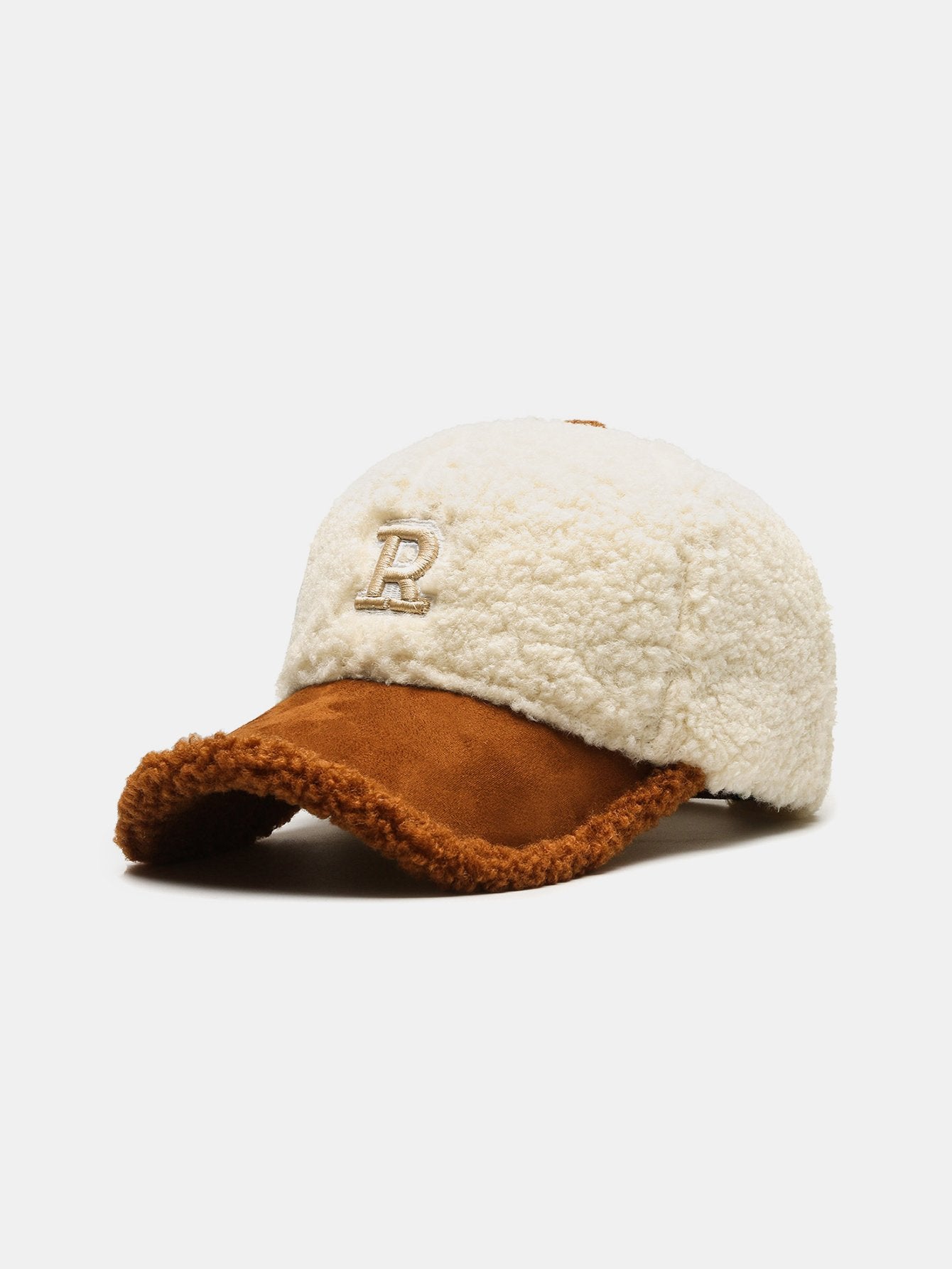 Cozy Plush Winter Baseball Cap with Letter Design