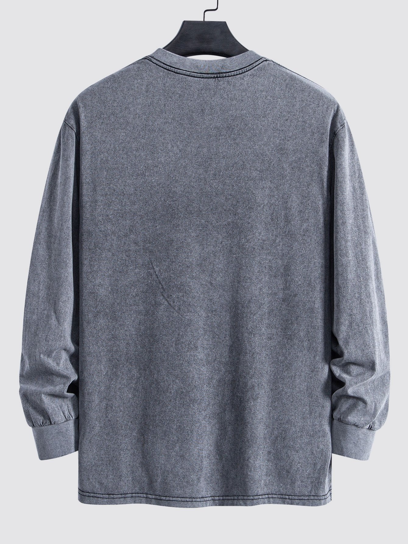 Relaxed Fit Long Sleeve Distressed Wash T-Shirt