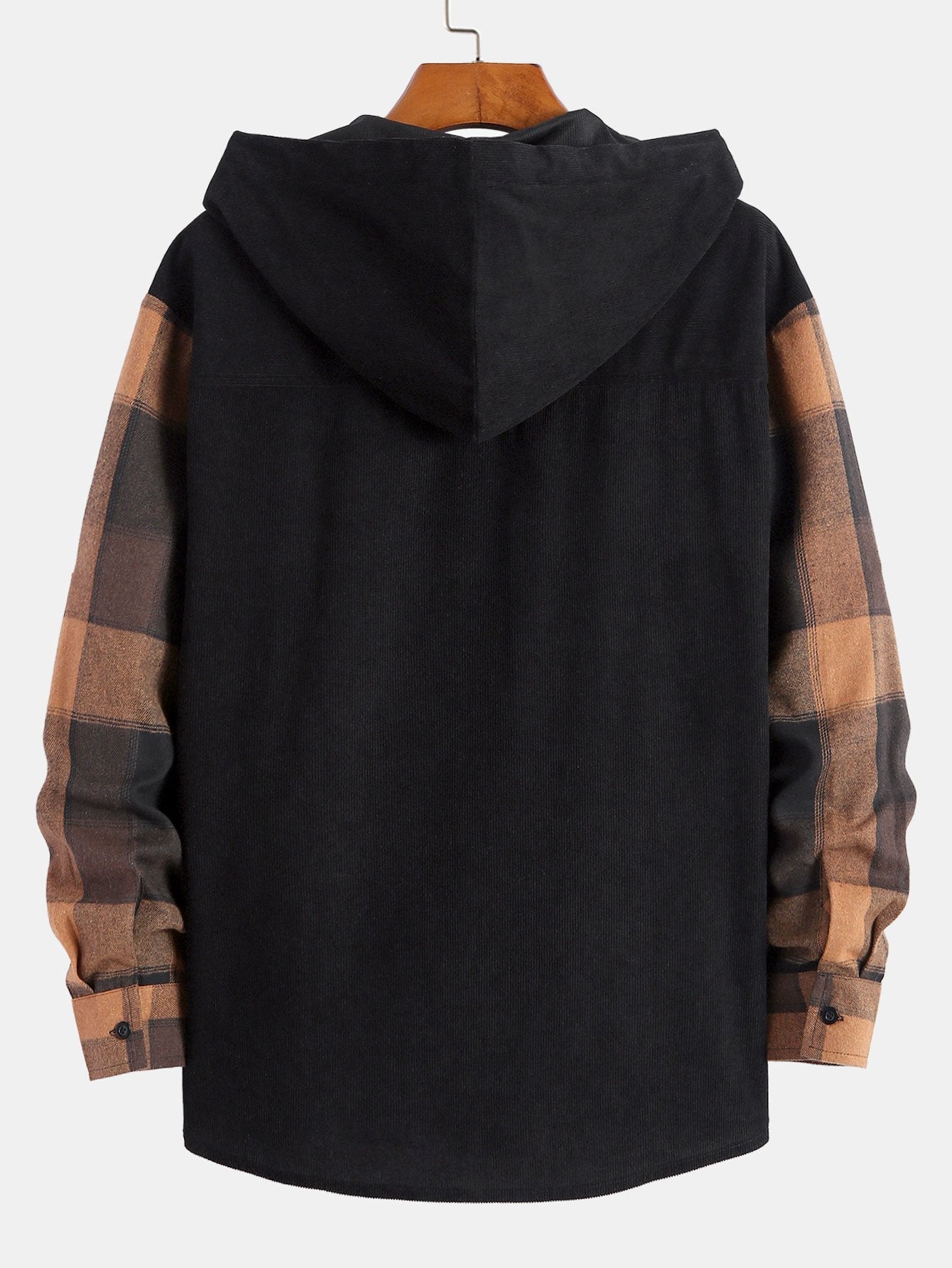 Comfortable Plaid Corduroy Hooded Shirt with Relaxed Fit