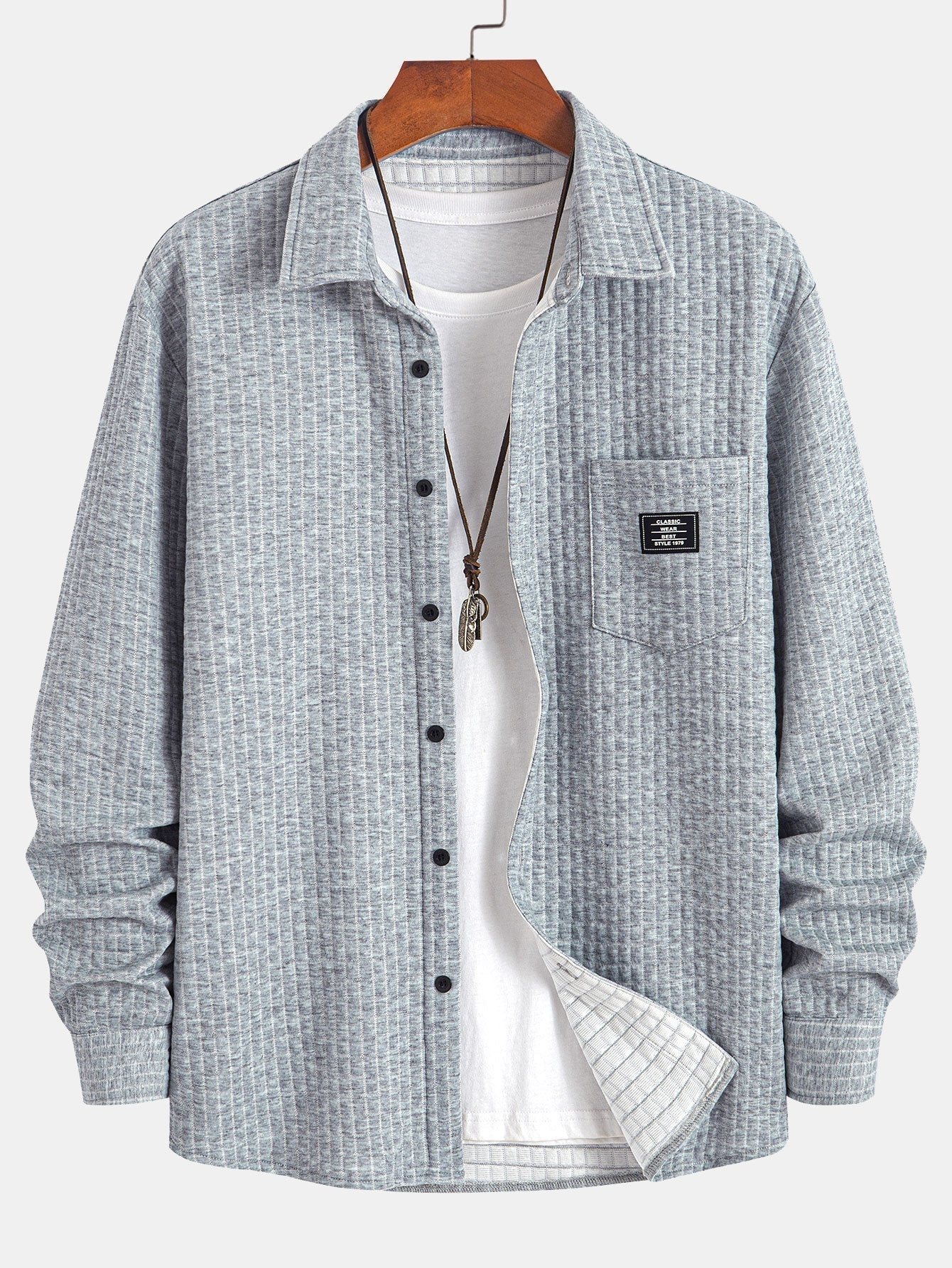 Waffle Knit Button-Up Shirt