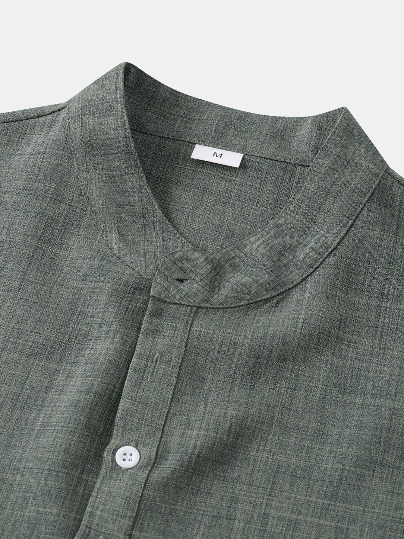 Short Sleeve Henley Shirt with Linen Texture