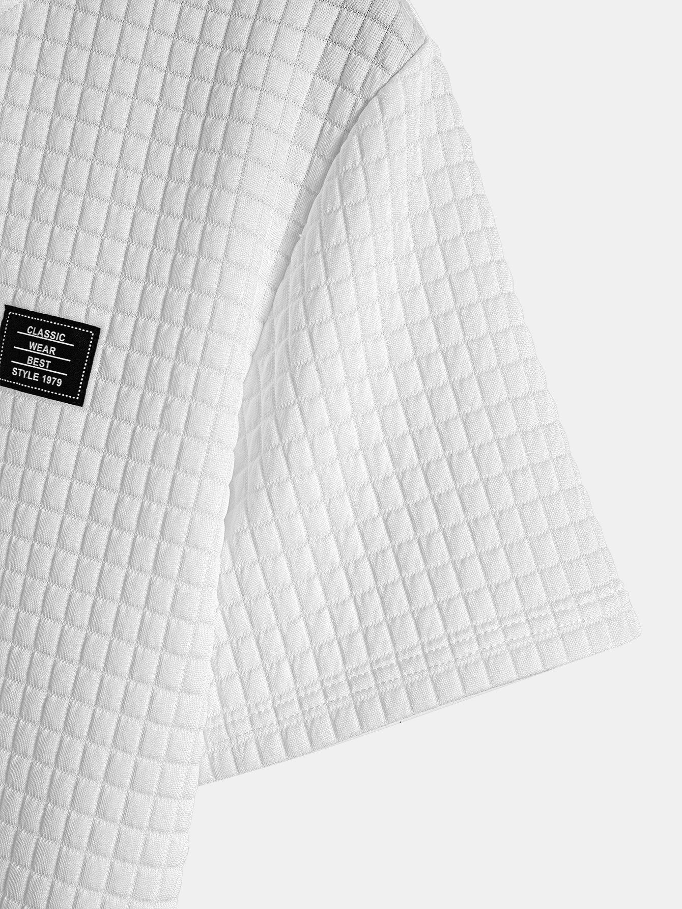 Waffle Knit Hooded T-Shirt with Arc Hem