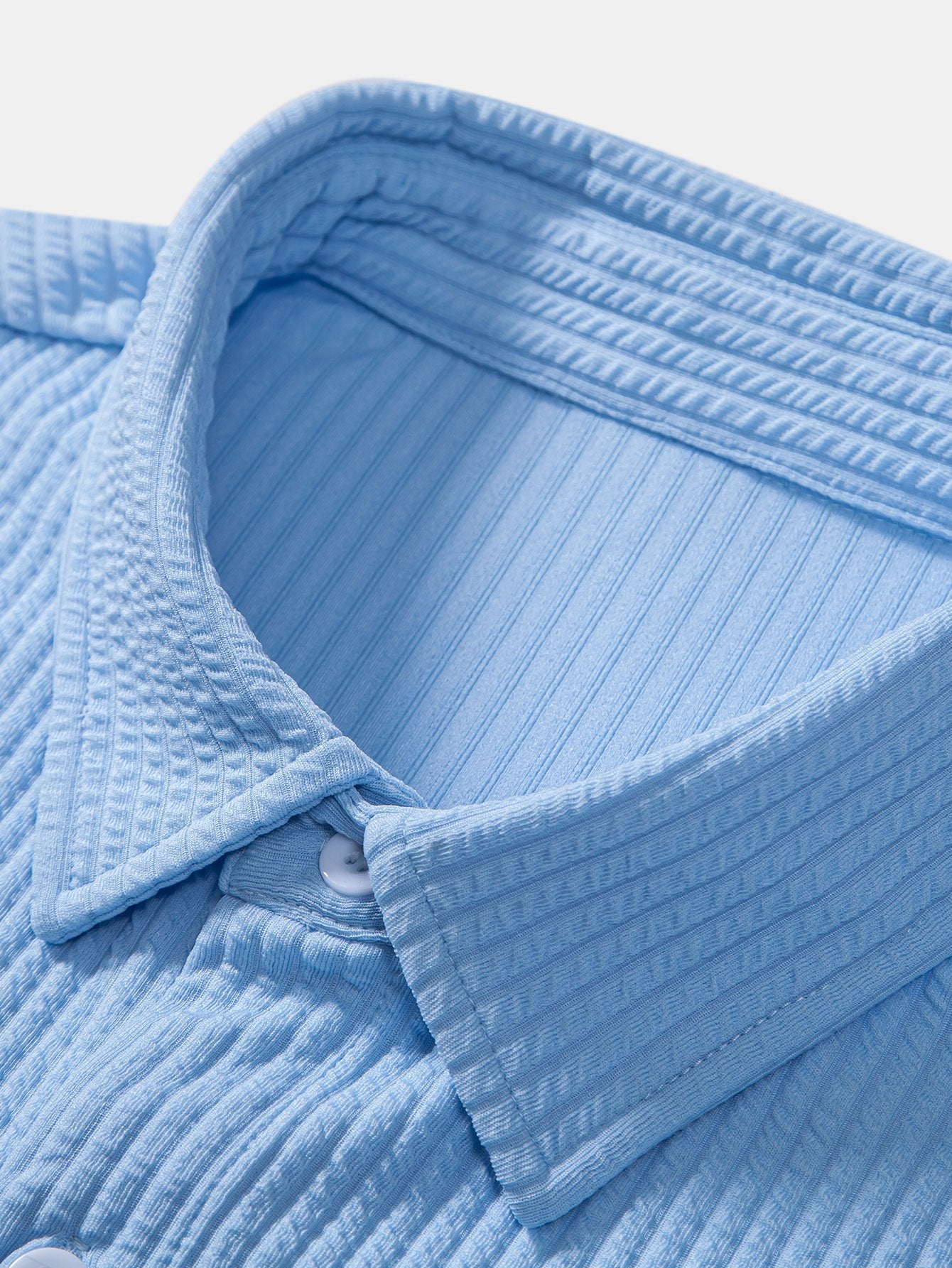 Ribbed Muscle Fit Button-Up Shirt and Shorts Set