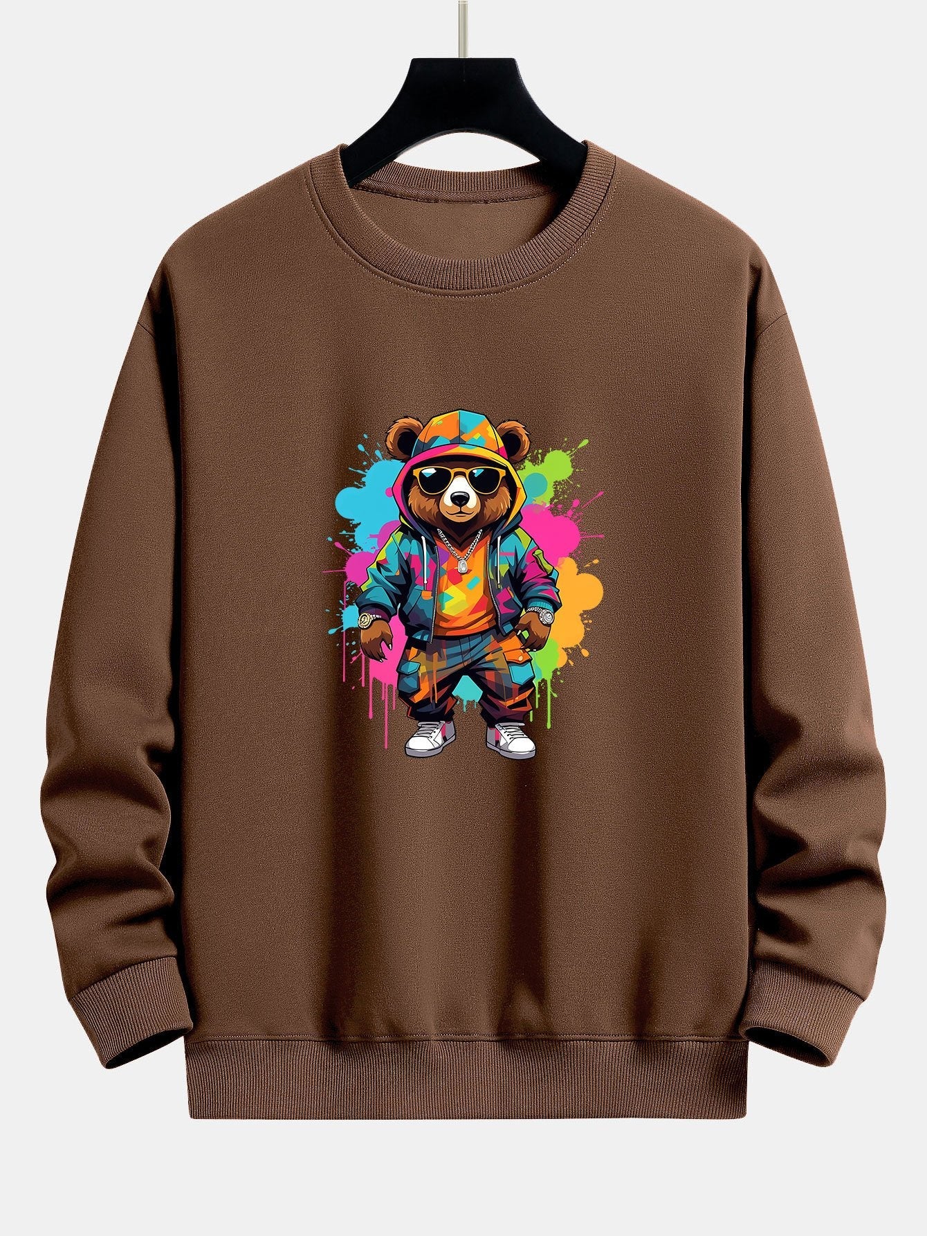 Vibrant Bear Print Relaxed Fit Sweatshirt