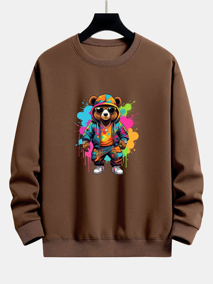 Vibrant Bear Print Relaxed Fit Sweatshirt