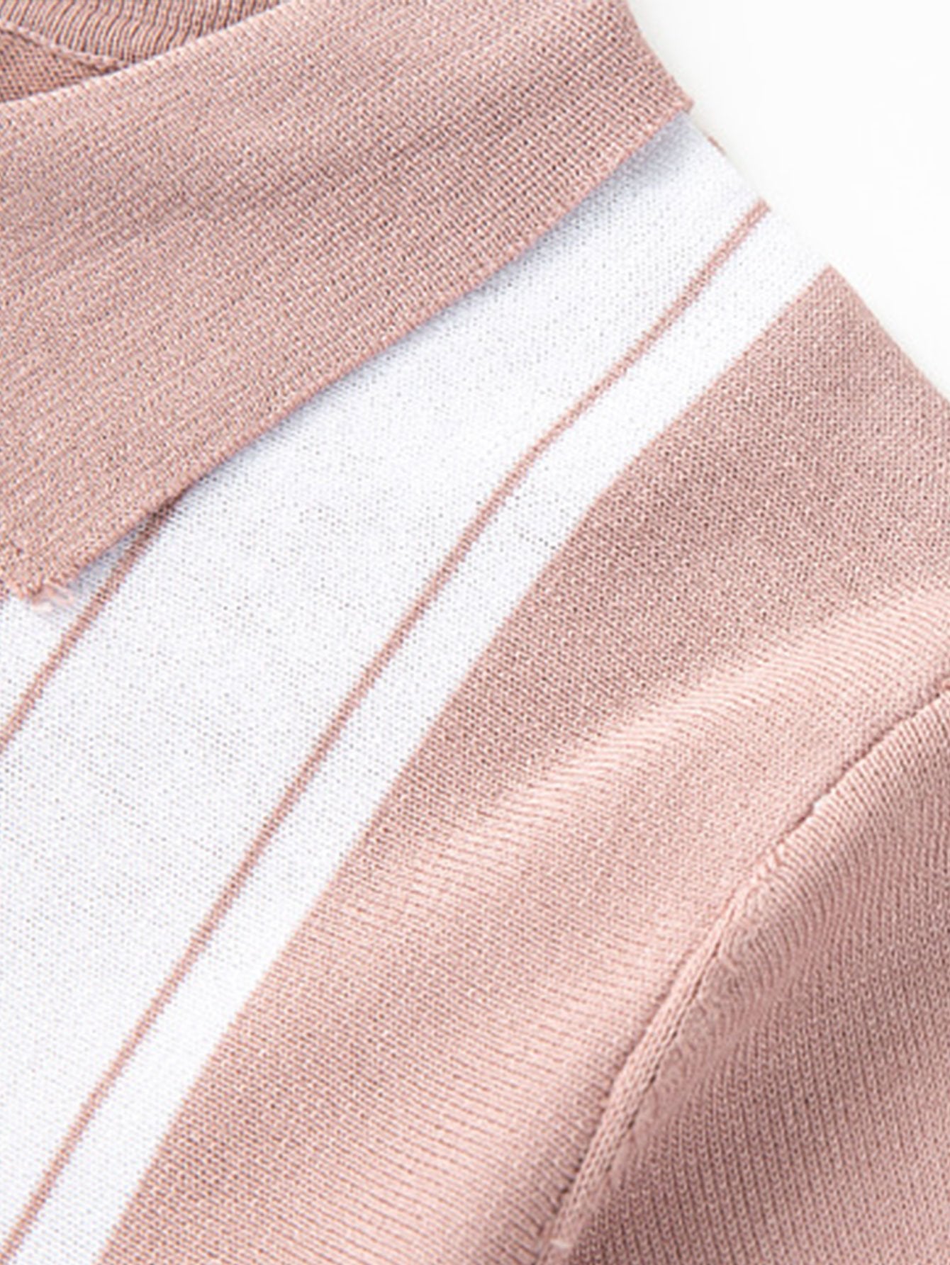 Striped Short Sleeve Polo Sweater