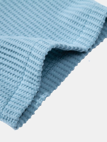 Waffle Button-Up Shirt with Matching Drawstring Waffle Shorts