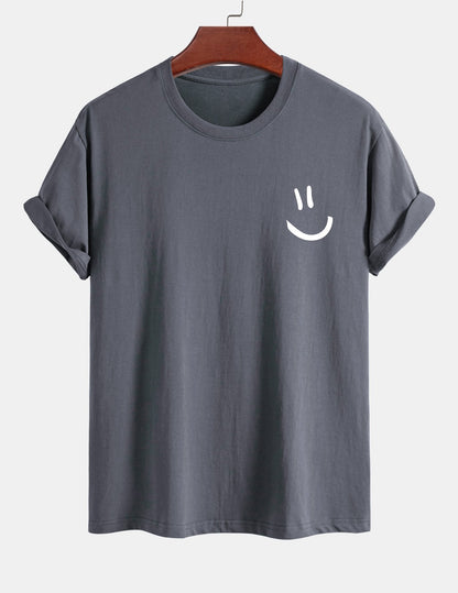Classic Fit Cotton T-Shirt with Smiley Face Print