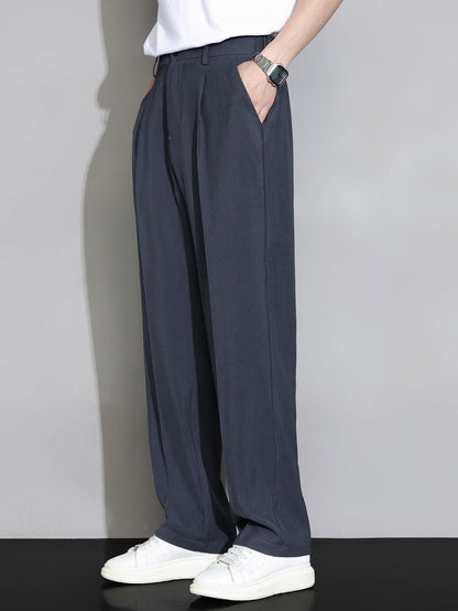 Comfortable Elastic Waist Straight-Leg Pants