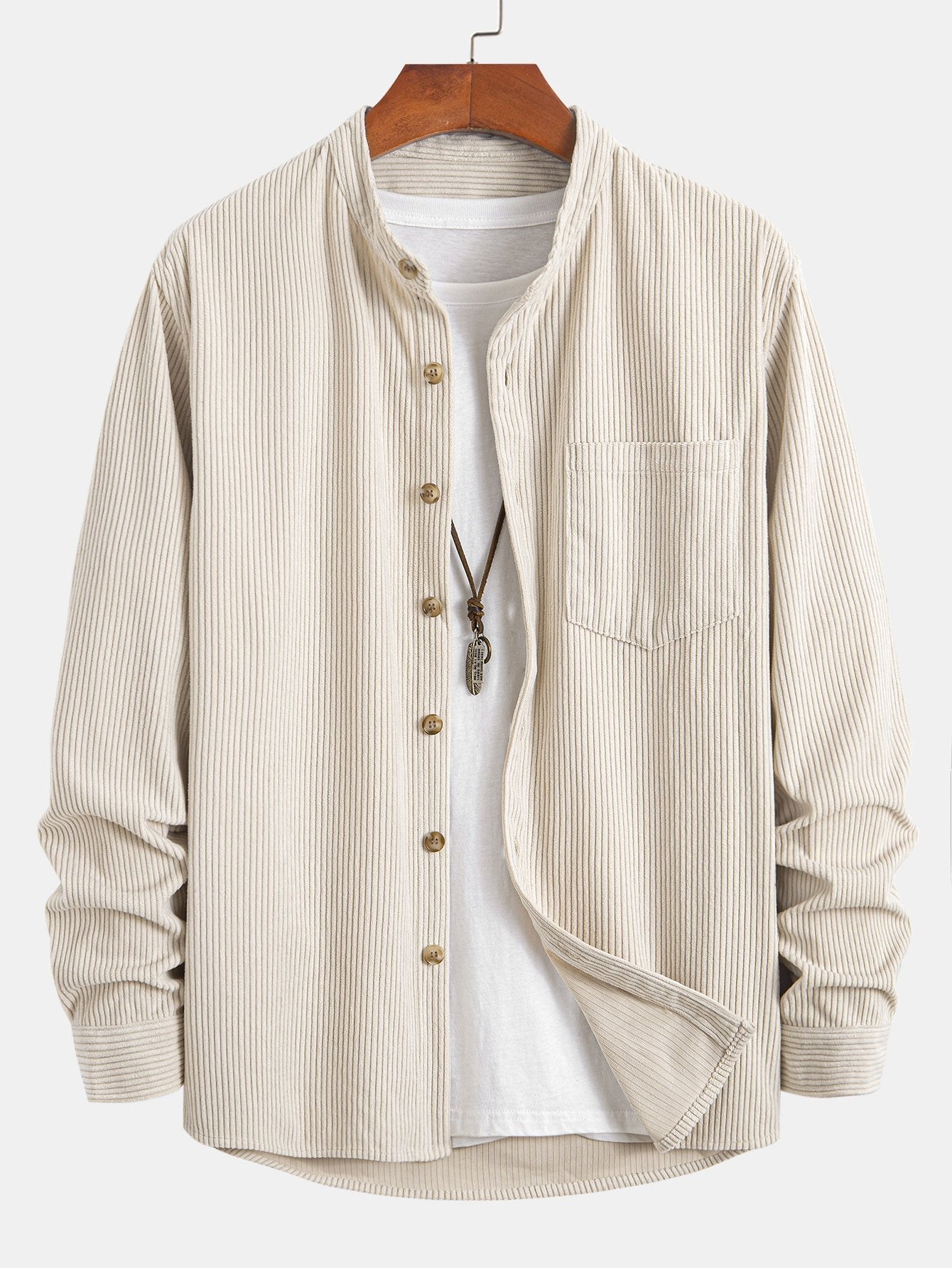 Stand Collar Corduroy Shirt