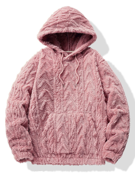 Geometric Patterned Jacquard Teddy Hoodie