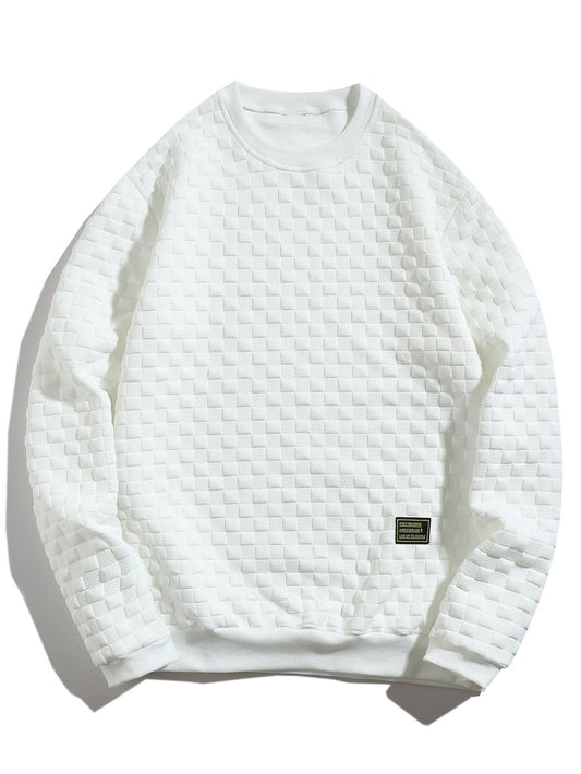 Jacquard Sweatshirt with Checkerboard Design