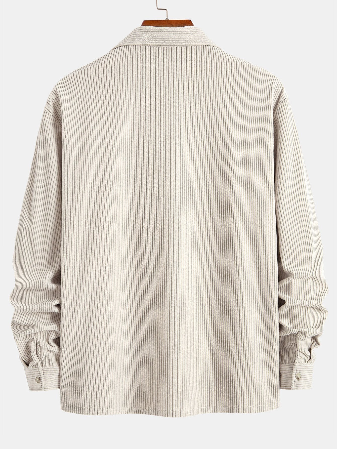 Corduroy Cuban Collar Shirt with Long Sleeves