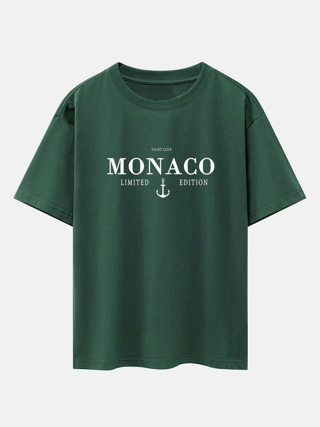 Monaco Oversized T-Shirt with Slogan Print and Drop Shoulder Design