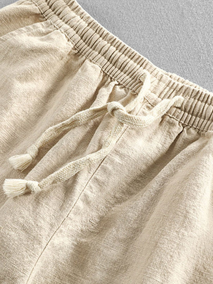 Cropped Pants in Linen-Cotton Blend