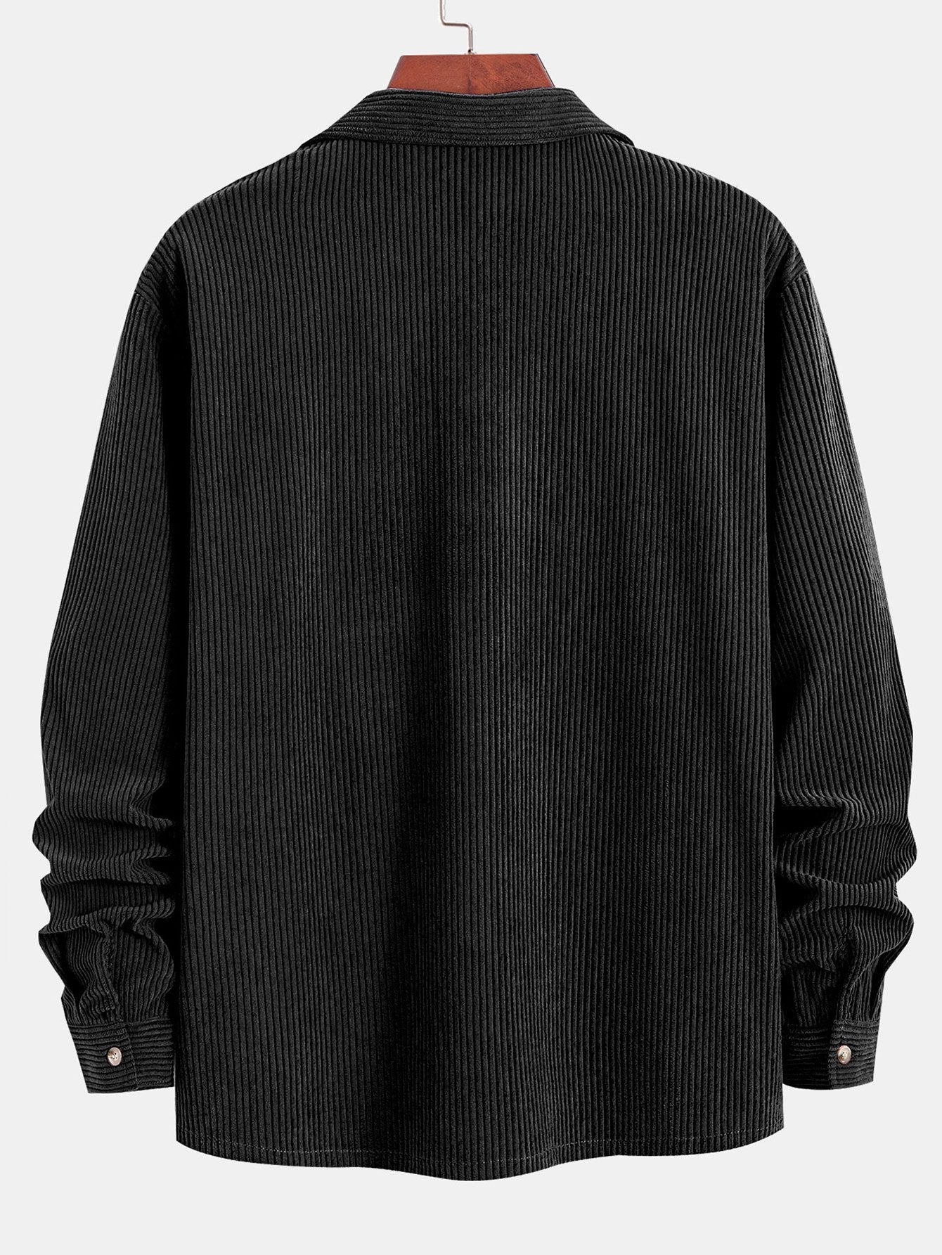 Corduroy Cuban Collar Shirt with Long Sleeves