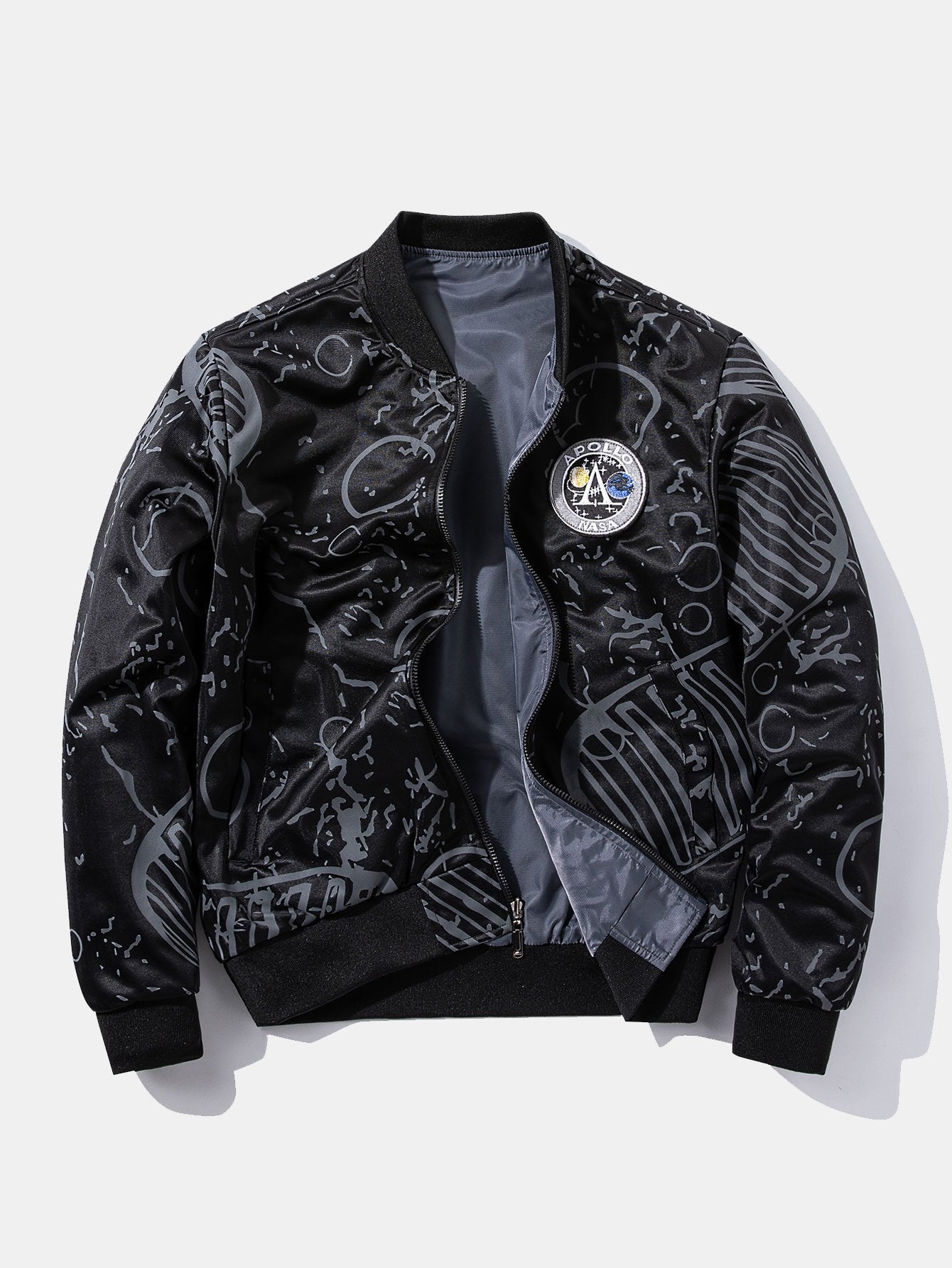 Reversible Bomber Jacket with NASA Embroidered Patch