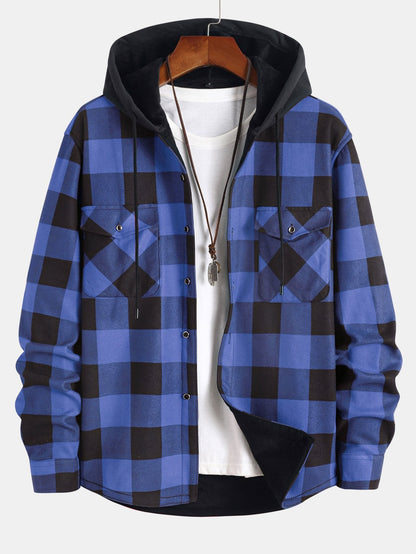 Fleece-Lined Flannel Hooded Shirt