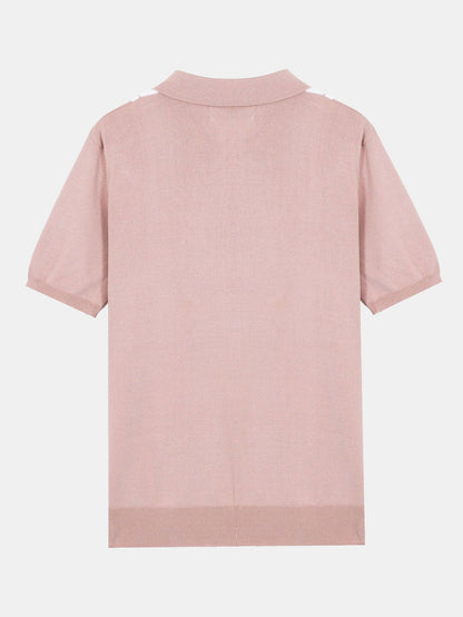 Striped Short Sleeve Polo Sweater