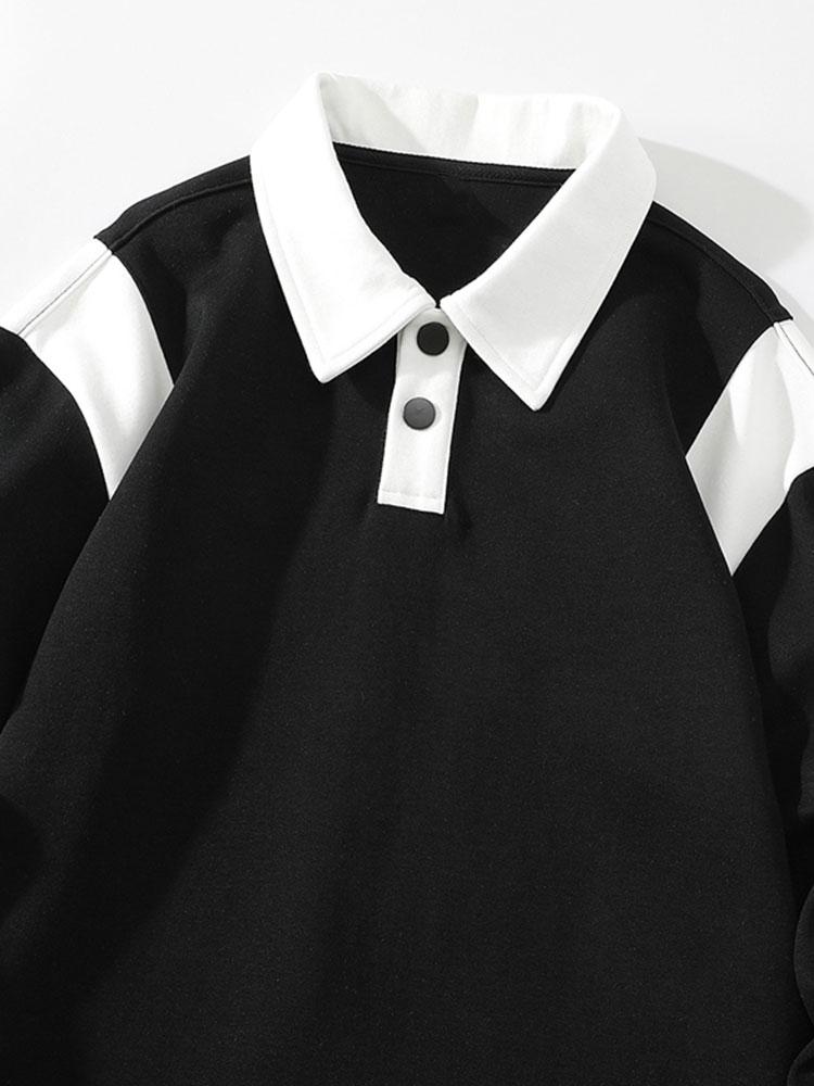 Two-Tone Polo Sweatshirt