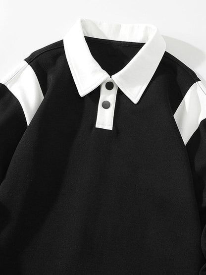 Two-Tone Polo Sweatshirt