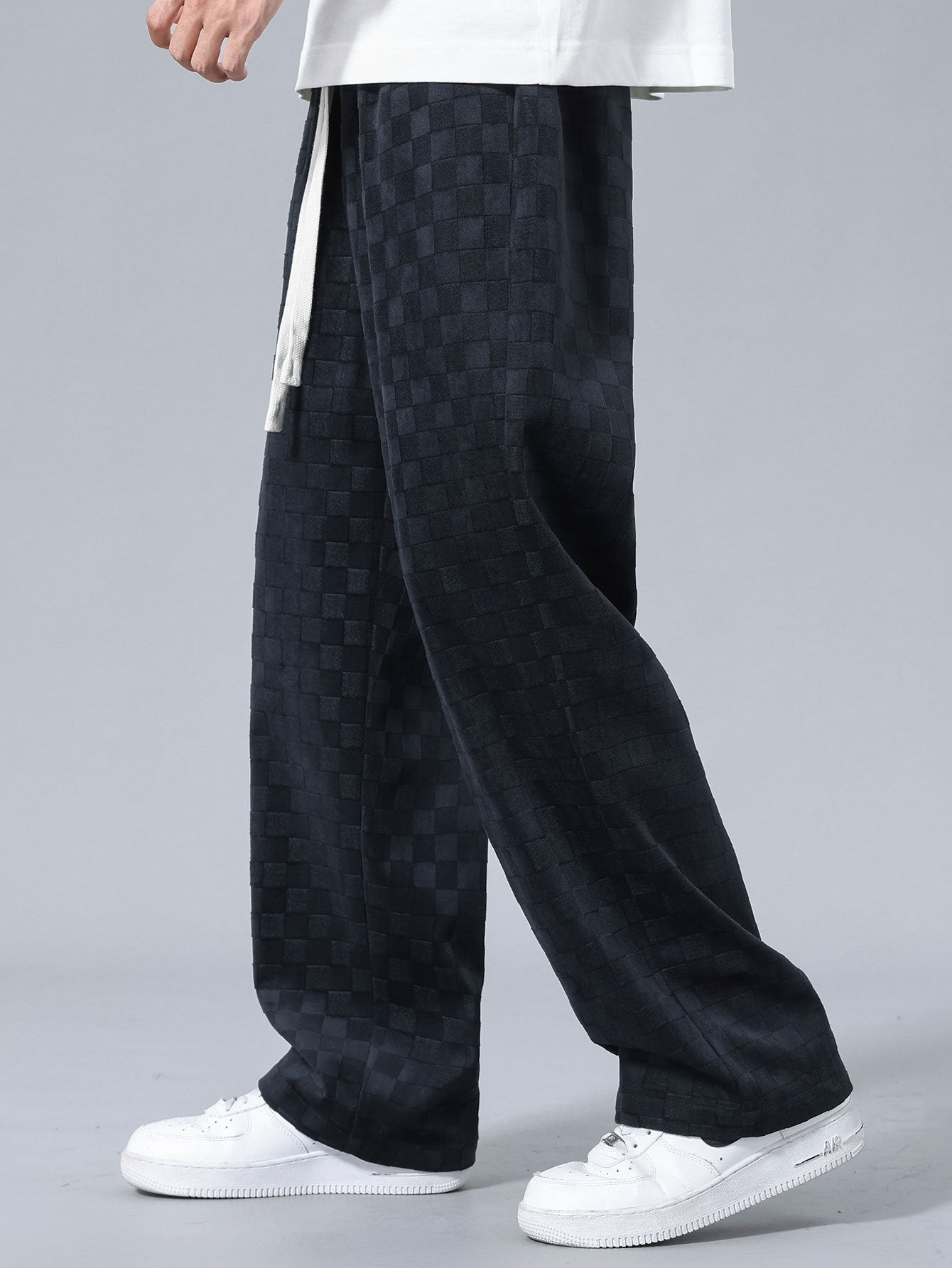 Plaid Straight Leg Trousers
