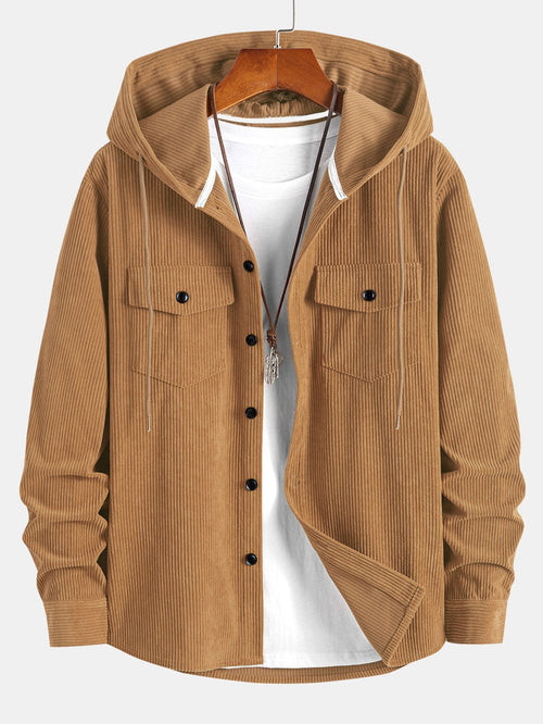 Cozy Corduroy Hooded Shirt Jacket