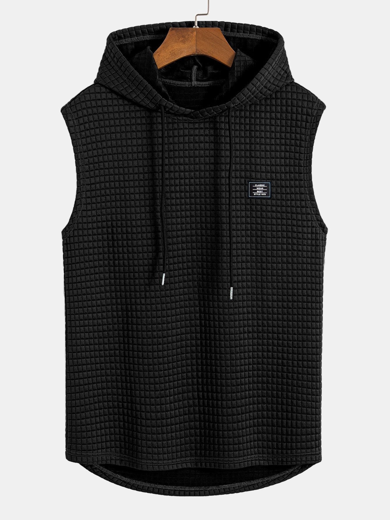 sleeveless Waffle Knit Hooded Vest