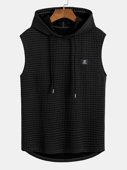 sleeveless Waffle Knit Hooded Vest