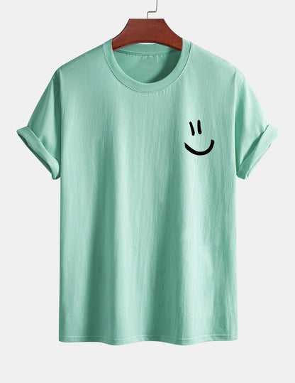 Classic Fit Cotton T-Shirt with Smiley Face Print