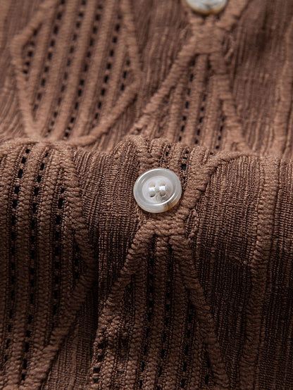 Geometric Pattern Jacquard Cuban Shirt