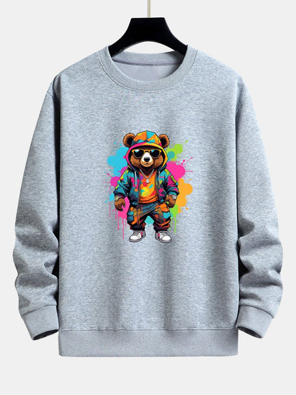 Vibrant Bear Print Relaxed Fit Sweatshirt