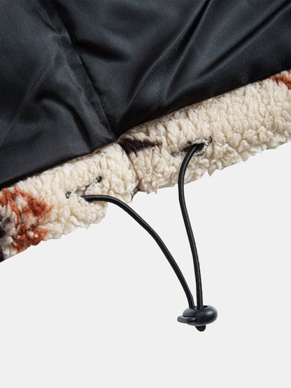 Aztec Patterned Patchwork Teddy Fleece Jacket