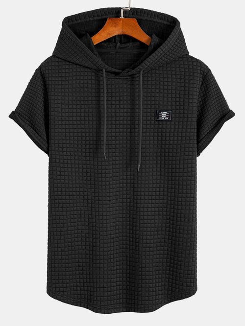 Waffle Knit Hooded T-Shirt with Arc Hem