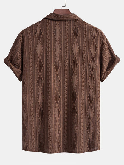 Geometric Pattern Jacquard Cuban Shirt