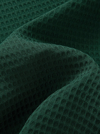 Waffle Knit Long Sleeve Cuban Collar Shirt