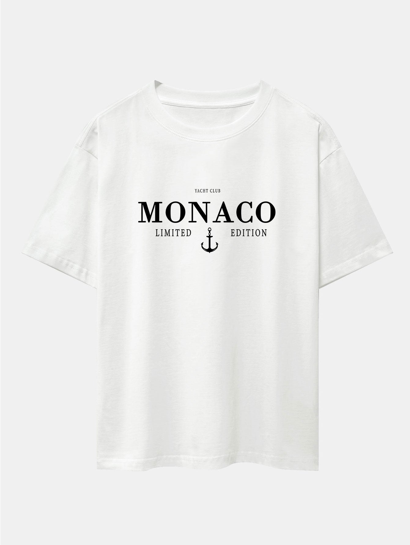 Monaco Oversized T-Shirt with Slogan Print and Drop Shoulder Design